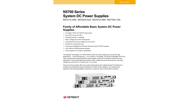 N5700 Series System DC Power Supplies